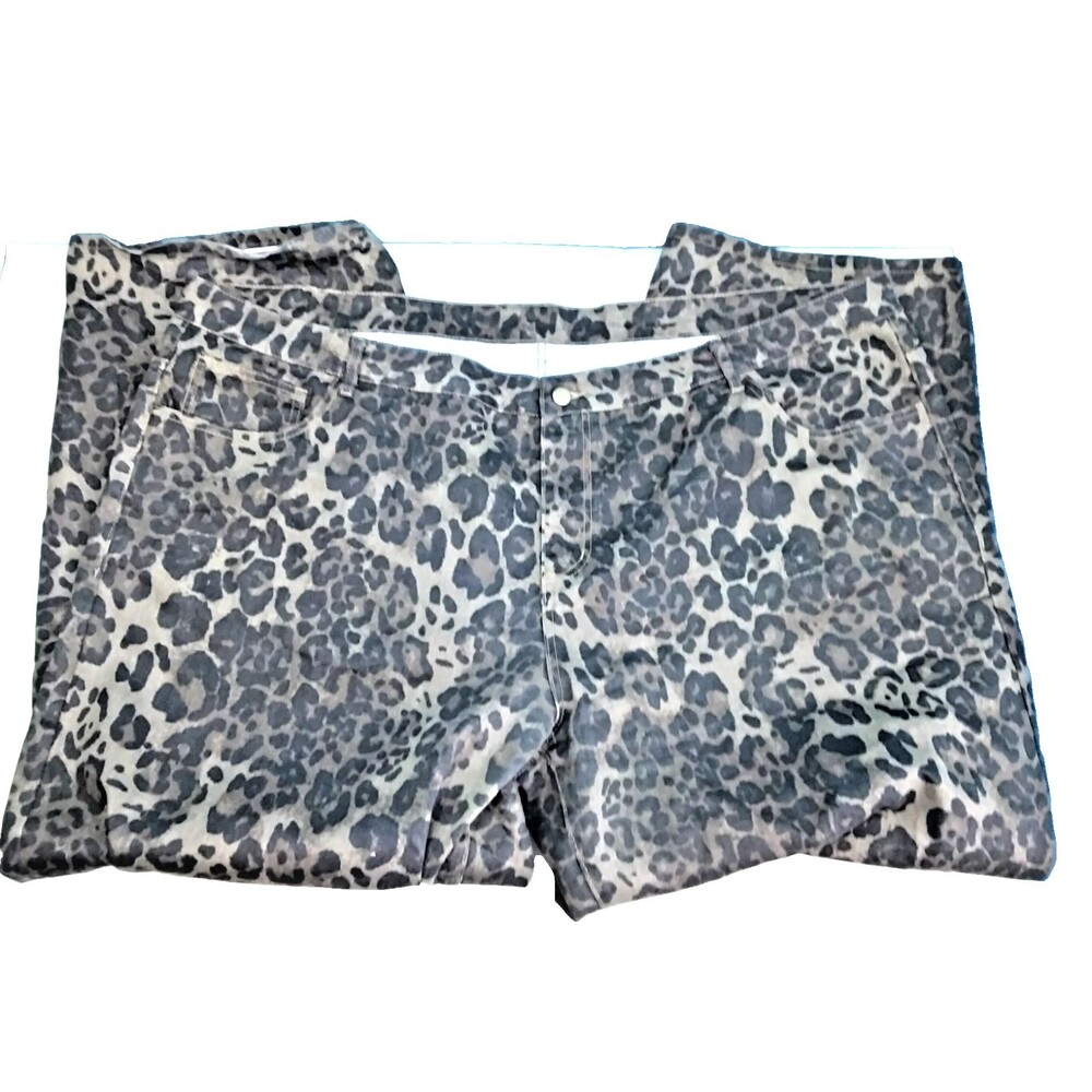 MANFINITY Women's 6XL Plus Size Leopard Print Denim Jeans 52" Waist 31" Inseam